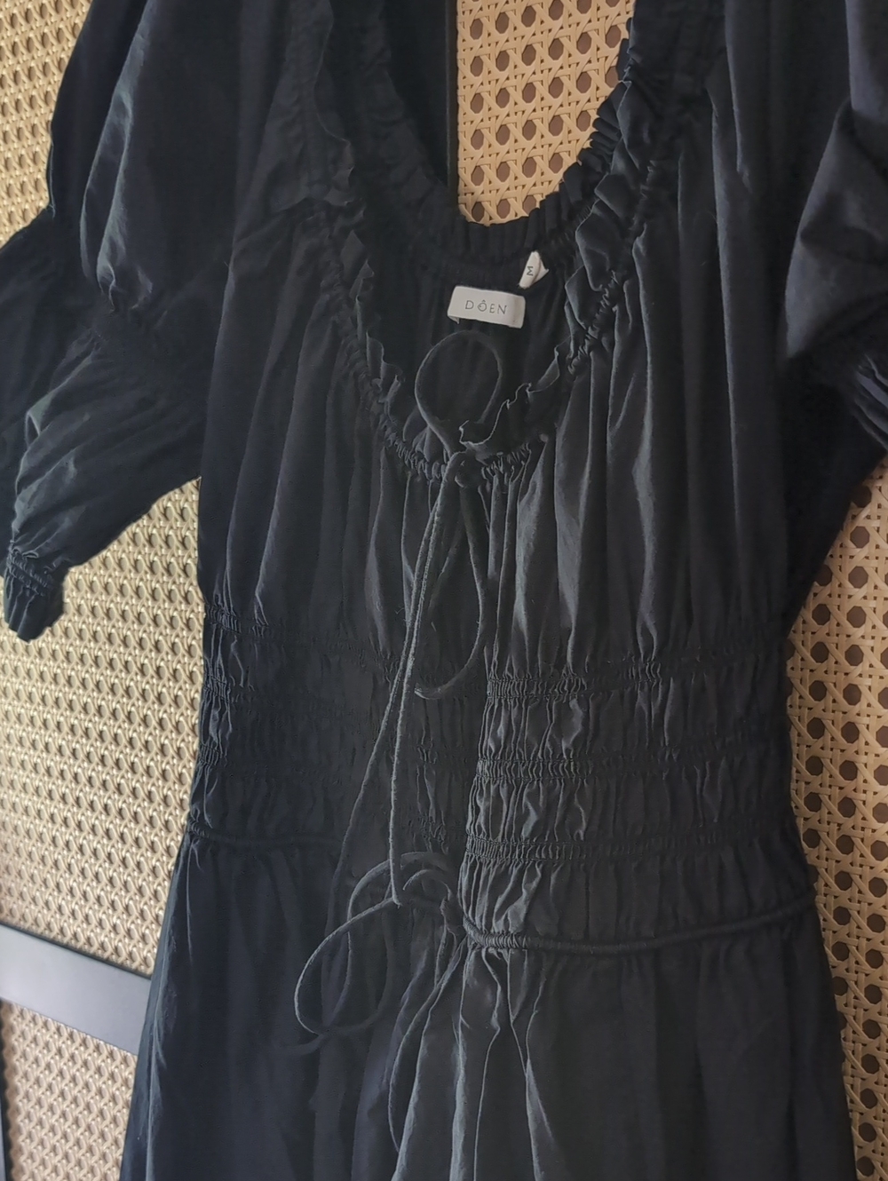 Doen Black Ischia smocked poplin dress Size M - Picture 8 of 9